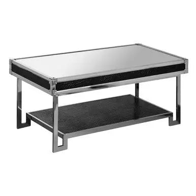 Carla Black Crocodile Leather Effect Mirrored Coffee Table