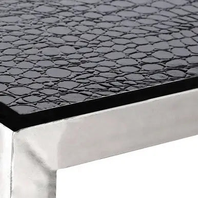 Carla Black Crocodile Leather Effect Mirrored Coffee Table