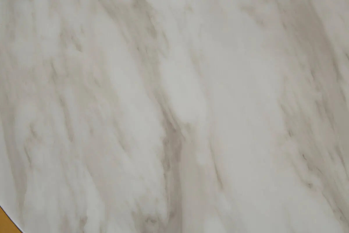 Carlox White Marble Effect and Gold Finish Round Coffee Table