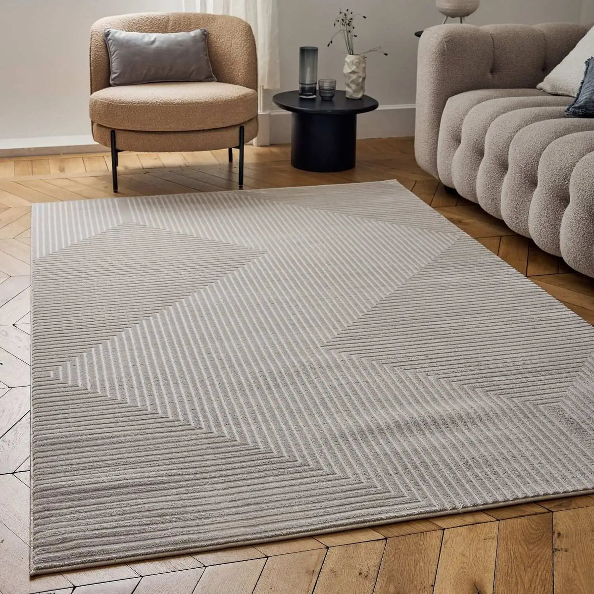 Carmel Beige-Cream Geometric Rug | 6050