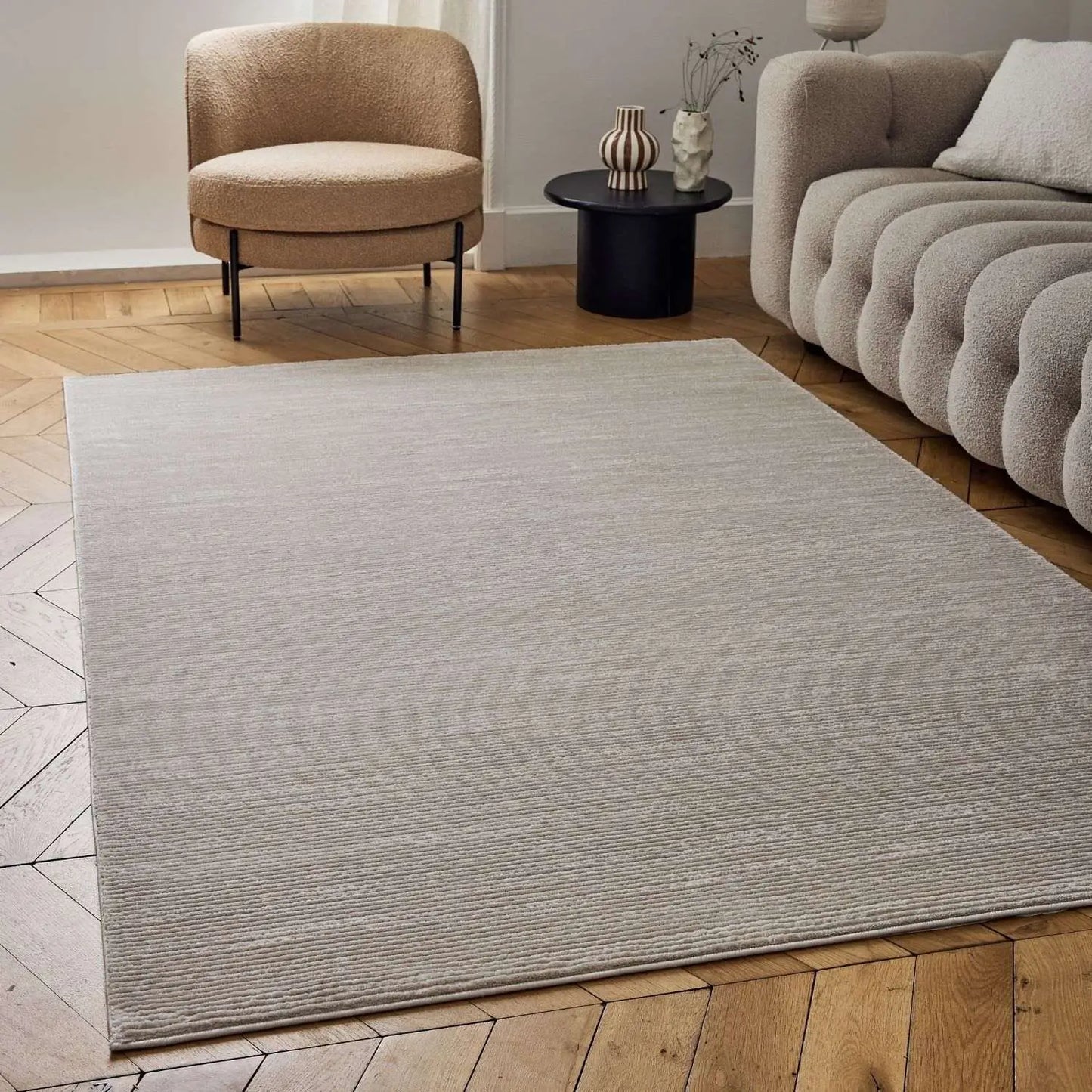 Carmel Beige-Cream Striped Rug | 6020