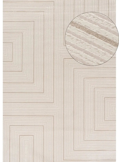Carmel Cream-Beige Geometric Rug | 6040