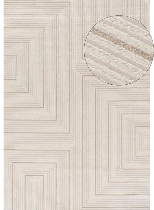 Carmel Cream-Beige Geometric Rug | 6040