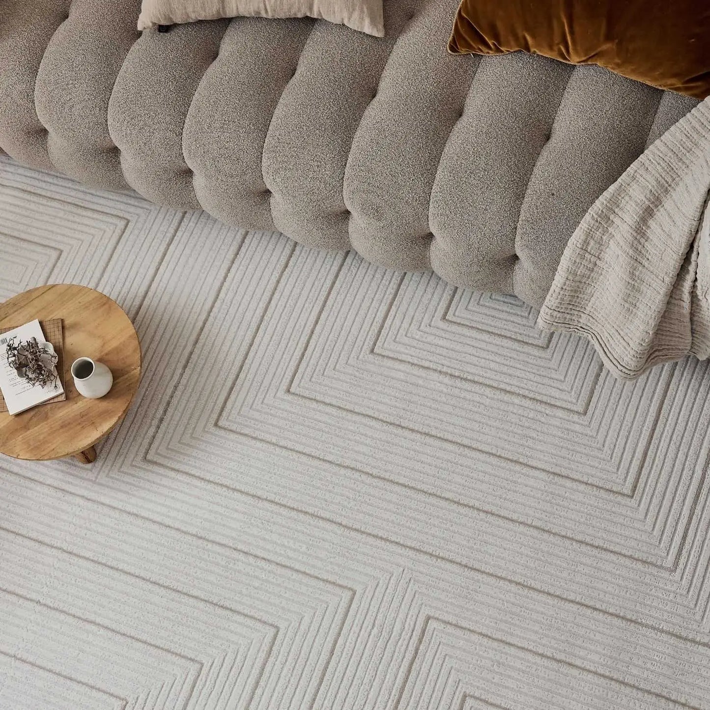 Carmel Cream-Beige Geometric Rug | 6040