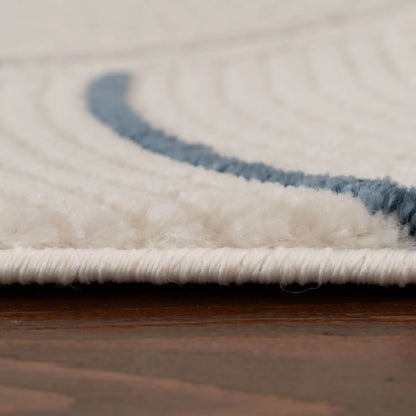 Carmel Cream-Blue Geometric Rug | 6070