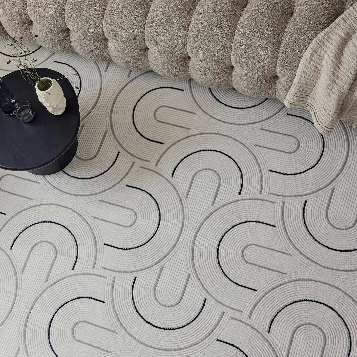 Carmel Cream-Blue Geometric Rug | 6070