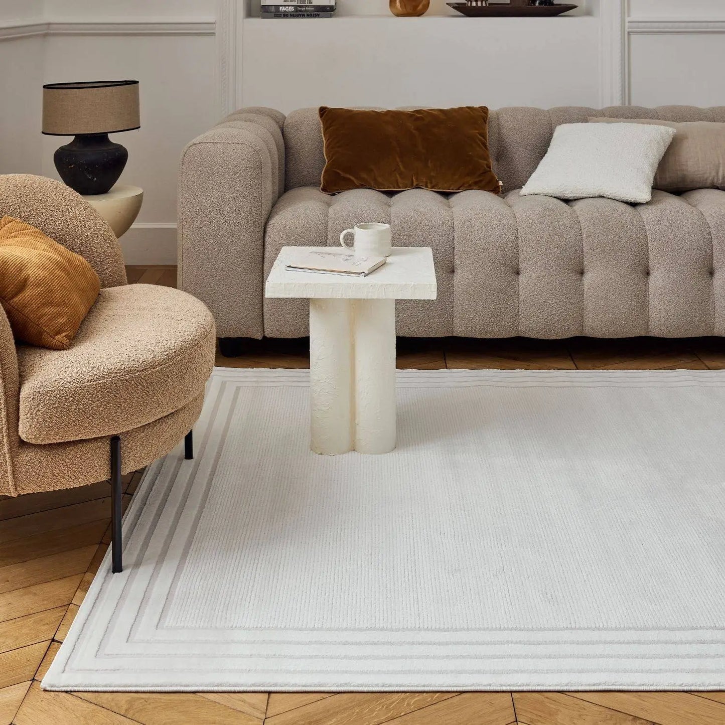 Carmel Cream Bordered Rug | 6060