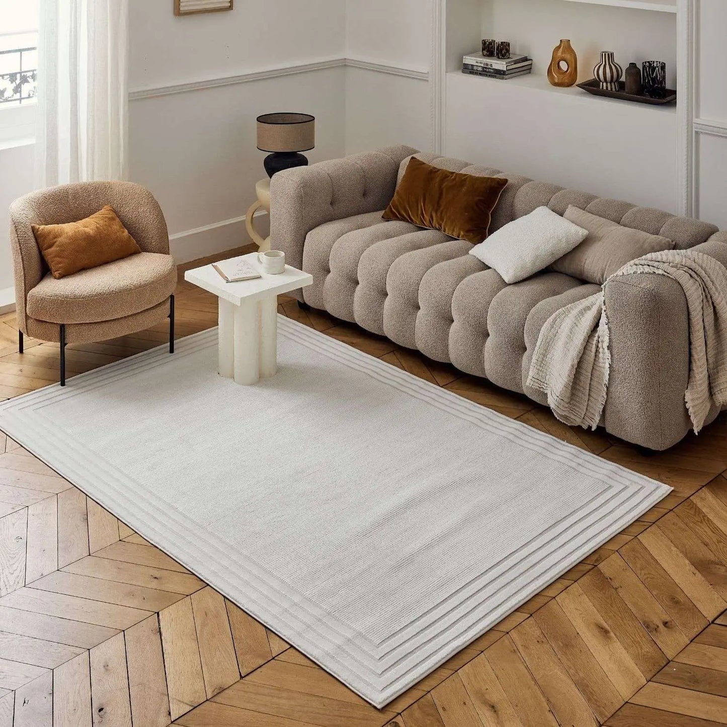 Carmel Cream Bordered Rug | 6060