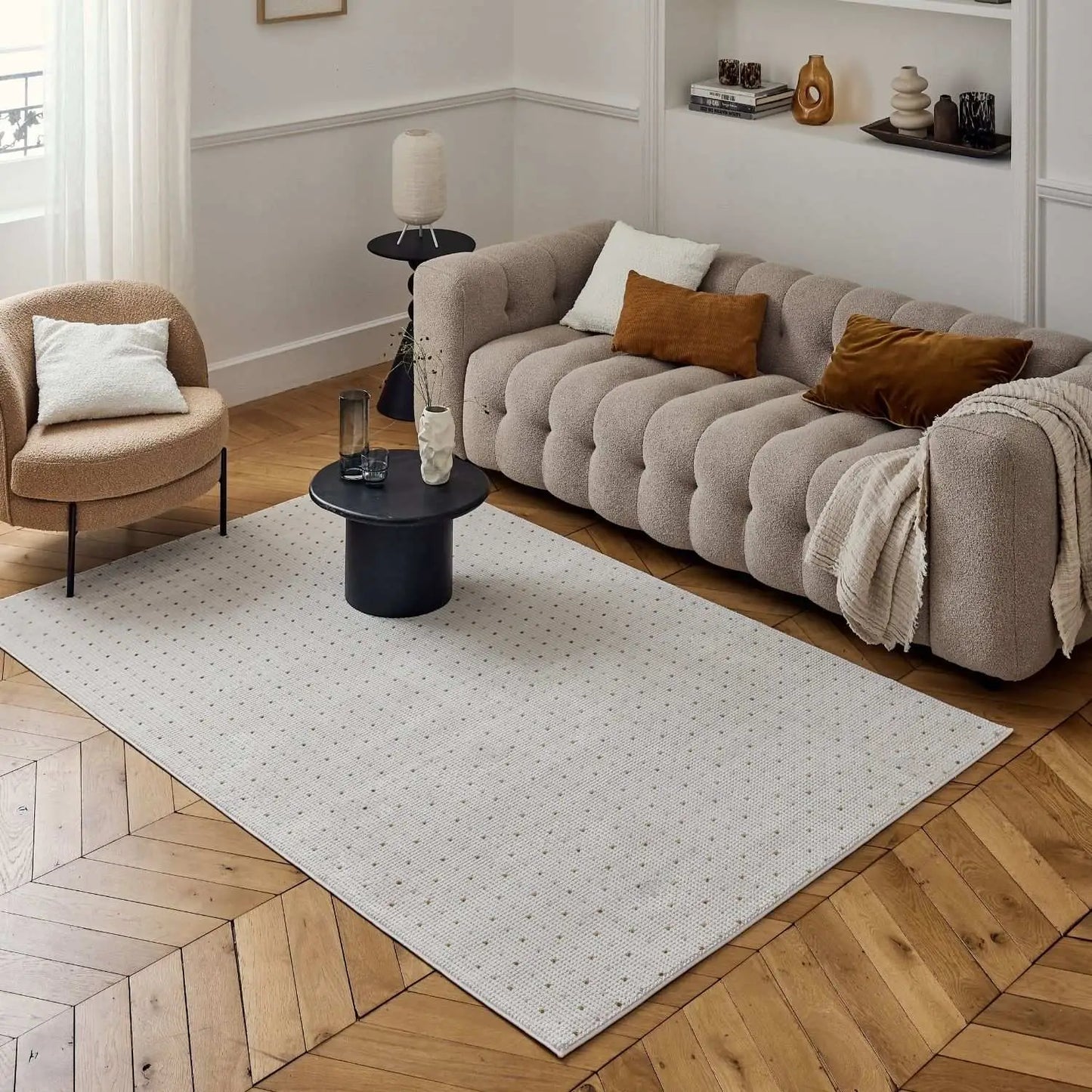 Carmel Cream-Gold Dots Rug | 6080