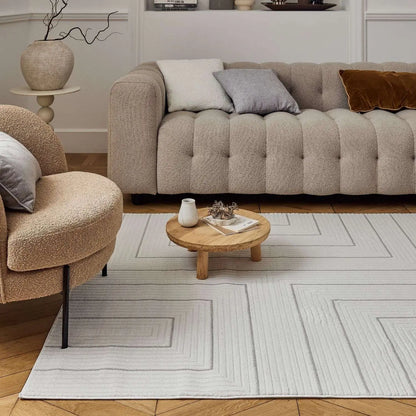 Carmel Cream-Grey Geometric Rug | 6040