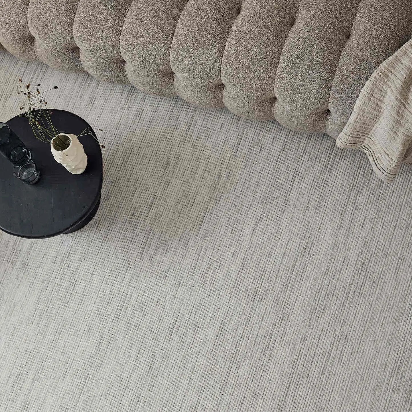 Carmel Cream-Grey Striped Rug | 6010