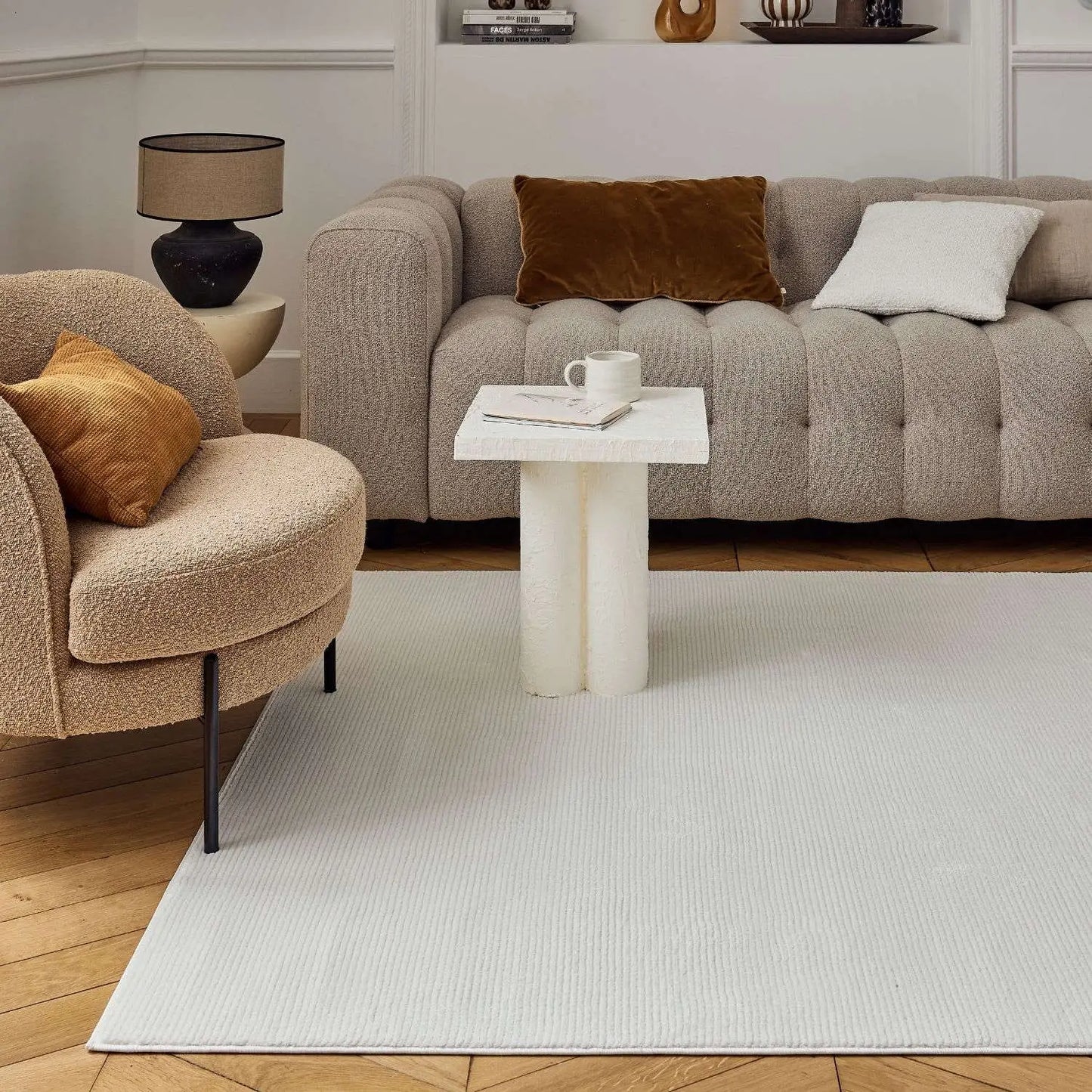 Carmel Cream Striped Rug | 6010
