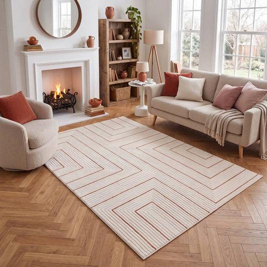 Carmel Cream-Terra Geometric Rug | 6040
