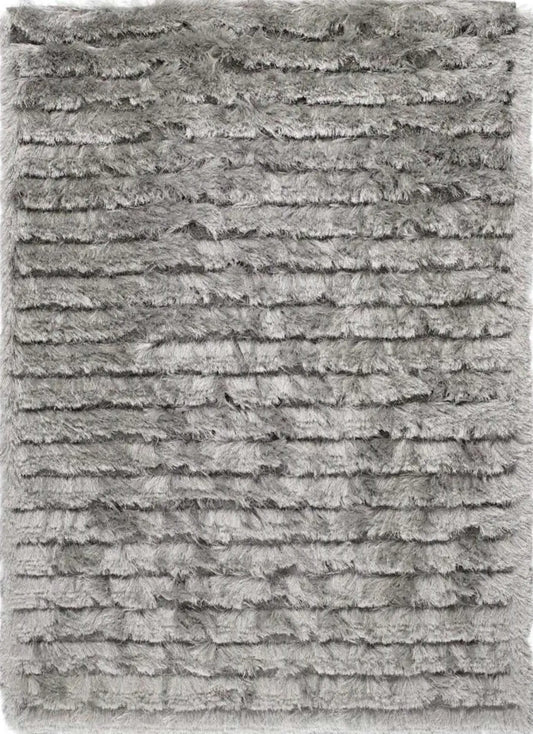 Carved Glamour Silver Grey Shaggy Rug