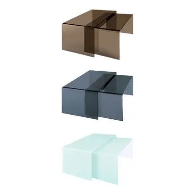 Cascade Aqua Green Curved Glass Set of 2 Nesting Coffee Tables