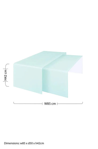 Cascade Aqua Green Curved Glass Set of 2 Nesting Coffee Tables