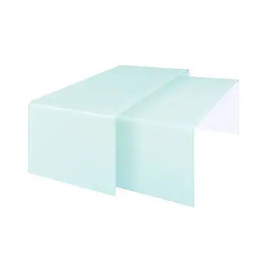 Cascade Aqua Green Curved Glass Set of 2 Nesting Coffee Tables