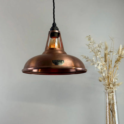 Cawston - Antique Copper Slotted Lampshade Pendant Ceiling Light - 11 Inch