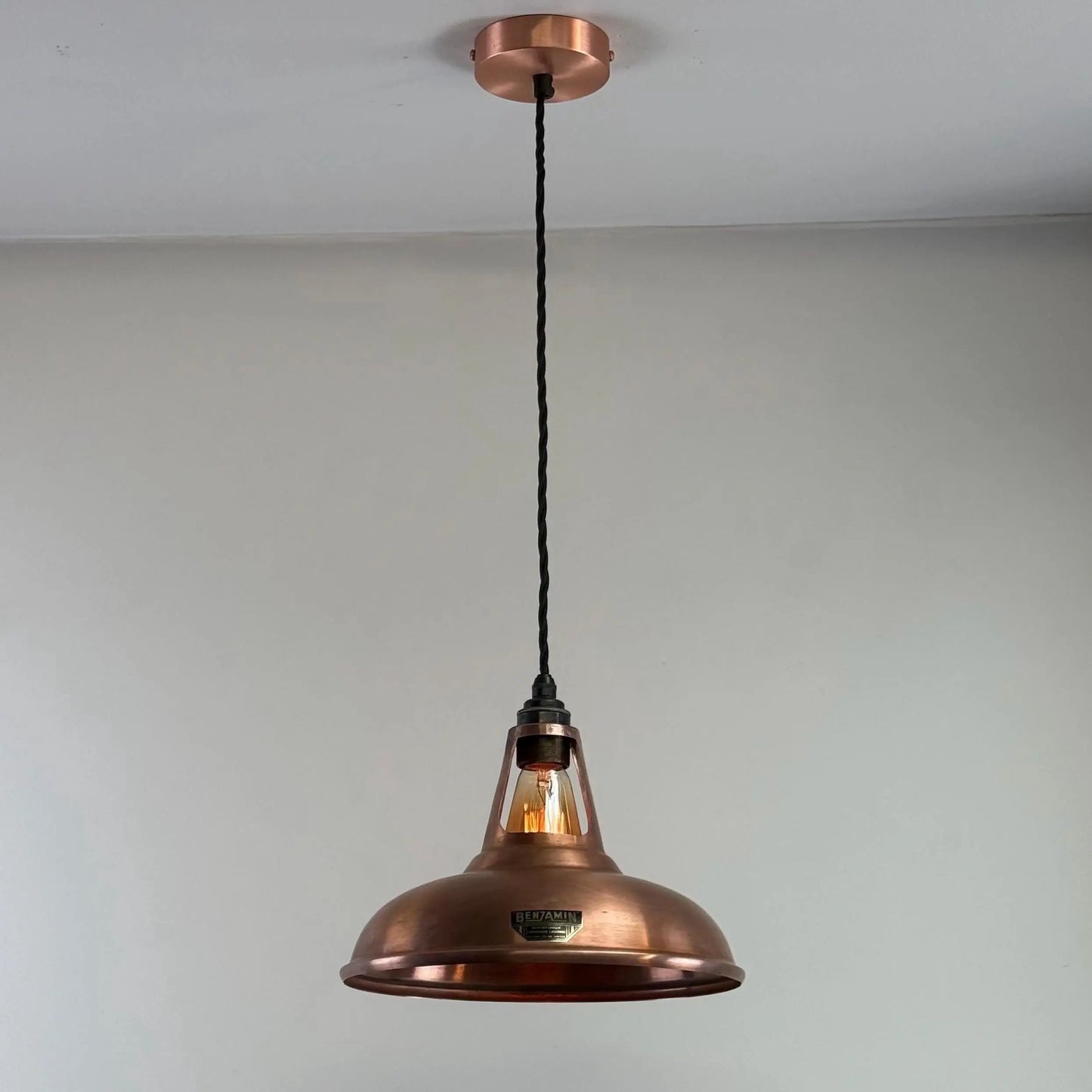 Cawston - Antique Copper Slotted Lampshade Pendant Ceiling Light - 11 Inch