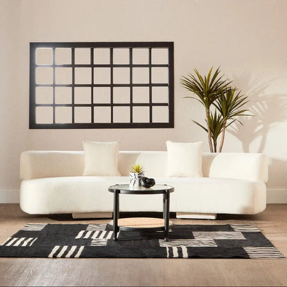 Cebu Black Wood and Natural Rattan Round Coffee Table