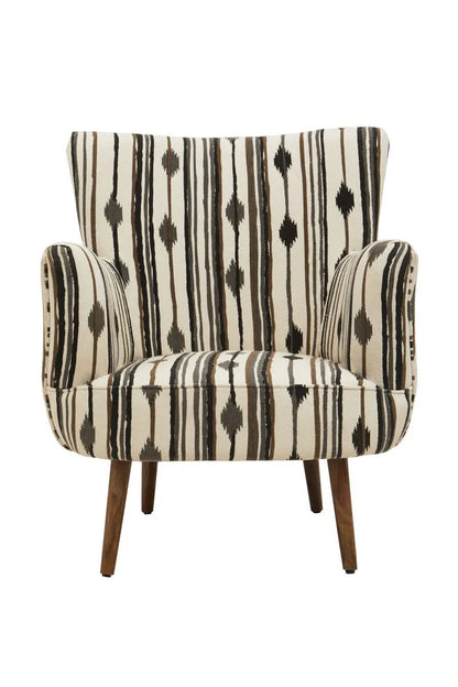Cefena Black and White Fabric Chair with Flared Arms