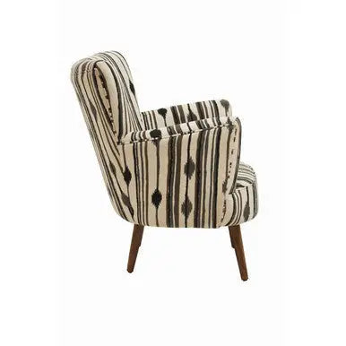 Cefena Black and White Fabric Chair with Flared Arms