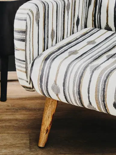 Cefena Black and White Ikat Design Accent Chair