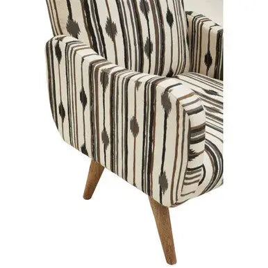 Cefena Black and White Ikat Design Accent Chair