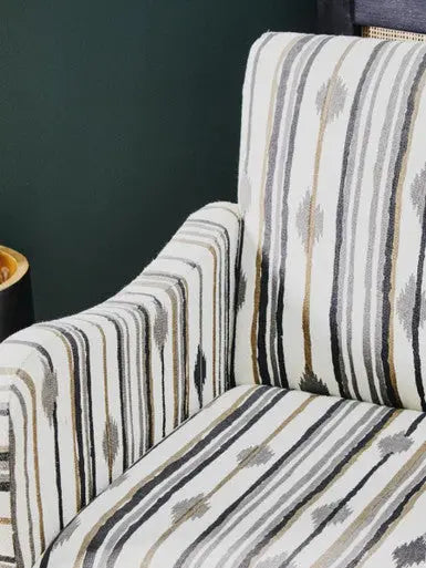 Cefena Black and White Ikat Design Accent Chair