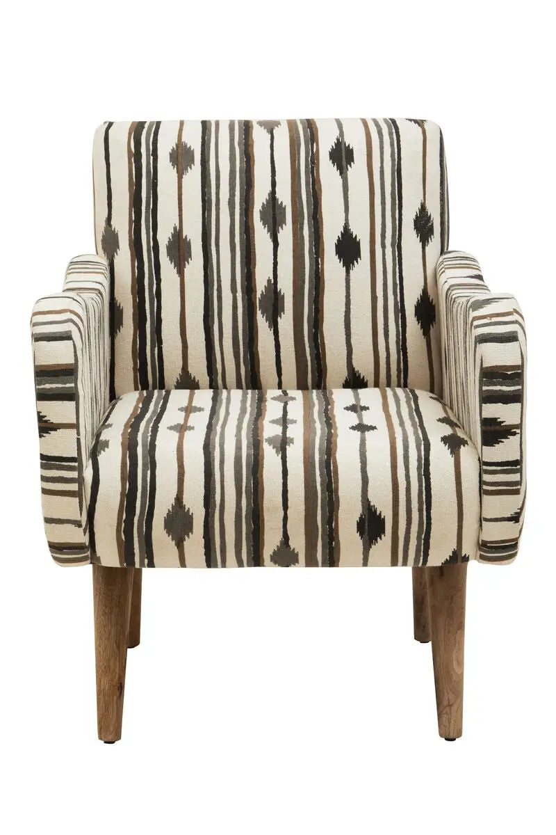 Cefena Black and White Ikat Design Accent Chair
