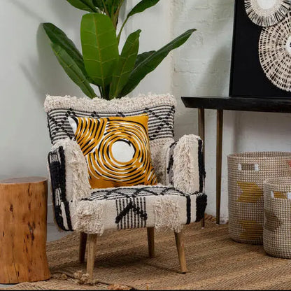 Cefena Black and White Shaggy Berber Style Armchair