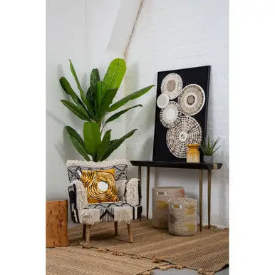 Cefena Black and White Shaggy Berber Style Armchair