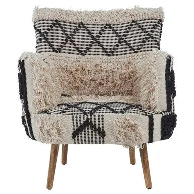 Cefena Black and White Shaggy Berber Style Armchair
