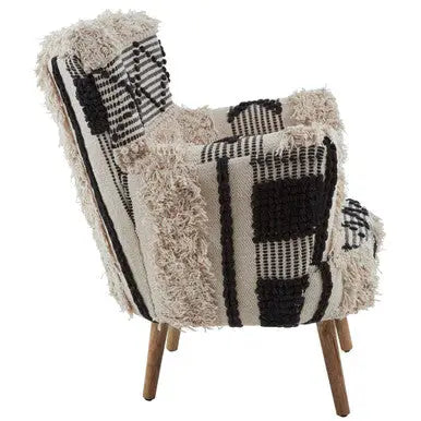Cefena Black and White Shaggy Berber Style Armchair