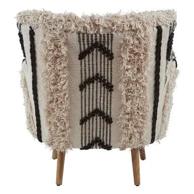 Cefena Black and White Shaggy Berber Style Armchair