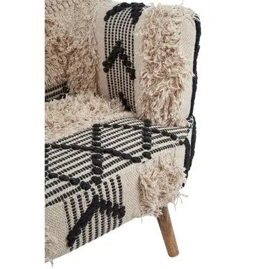 Cefena Black and White Shaggy Berber Style Armchair