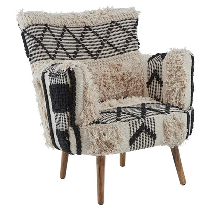 Cefena Black and White Shaggy Berber Style Armchair