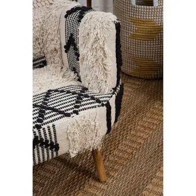 Cefena Black and White Shaggy Berber Style Armchair