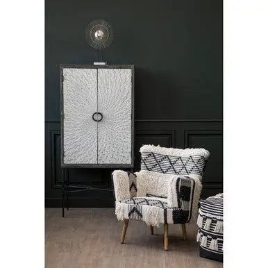 Cefena Black and White Shaggy Berber Style Armchair