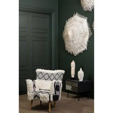Cefena Black and White Shaggy Berber Style Armchair