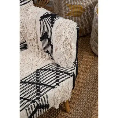 Cefena Black and White Shaggy Berber Style Armchair