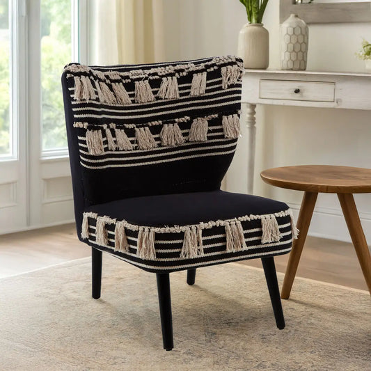 Cefena Black and White Textured Moroccan Design Chair