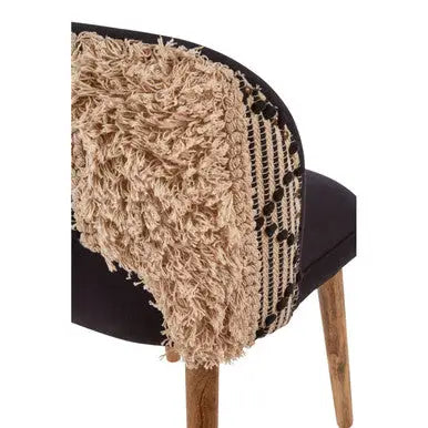 Cefena Black and White Velvet Chair with Stud Detail