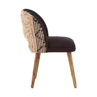 Cefena Black and White Velvet Chair with Stud Detail