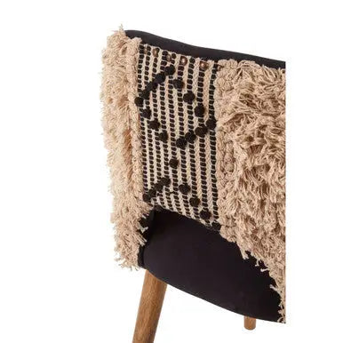 Cefena Black and White Velvet Chair with Stud Detail