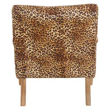 Cefena Leopard Print Fabric Chair with Mango Wood Frame