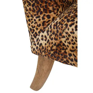 Cefena Leopard Print Fabric Chair with Mango Wood Frame