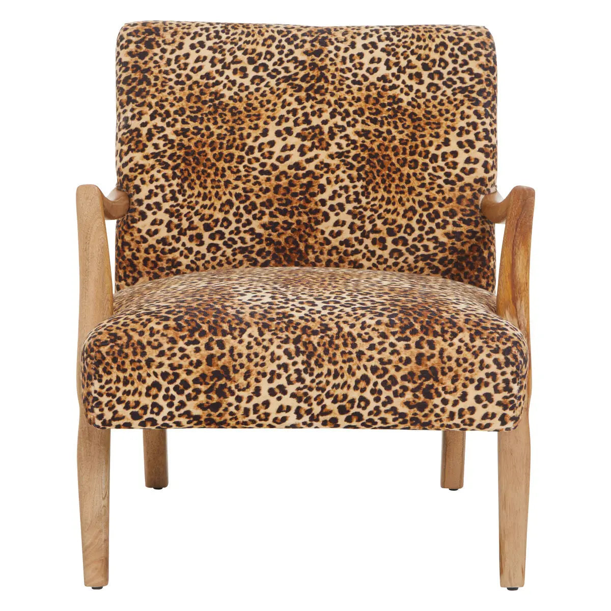 Cefena Leopard Print Fabric Chair with Mango Wood Frame