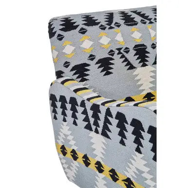 Cefena Multi Coloured Fabric Kilim Style Armchair with Rounded Armrests
