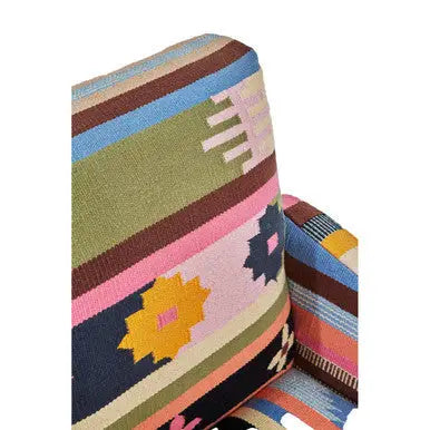 Cefena Multi Coloured Fabric Kilim Style Chair with Mango Wood Legs